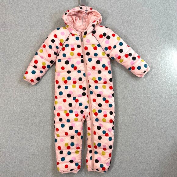 Hanna Andersson Other - Hanna Andersson Polka Dot Insulated Full Zip Snowsuit Size 3T Flip Mitten & Feet